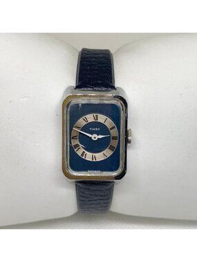 Vintage Timex mechanical manual wind up women watch silver tone 20mm Roman works